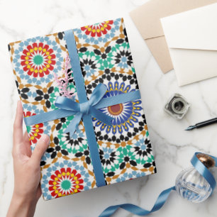 Papier Cadeau Mosaique Marocaine Motif Bohème Traditionnel