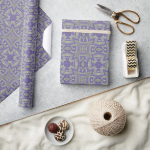 Papier Cadeau mosaïque marocaine vert géométrique olivier prune