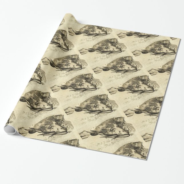 PAPIER CADEAU MOSAÏQUES ROMAINES ANTIQUE / ROOSTERS (Déroulé)