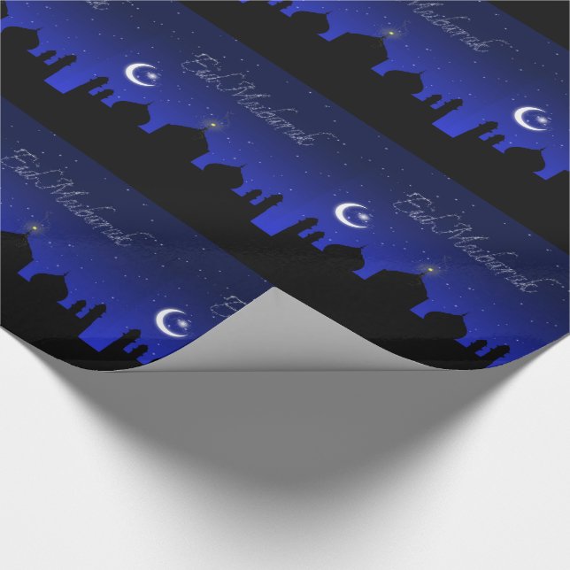Papier Cadeau Mosquée des Etoiles de nuit de l'Aïd Moubarak (Coin)