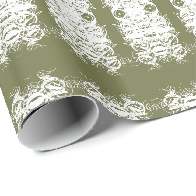 Papier cadeau Moss Green et White pour n'importe q (Coin rond)