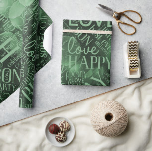 Papier Cadeau Mot d'anniversaire Cloud Son vert ID272