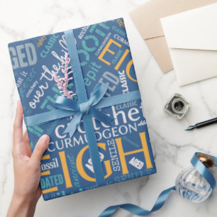 Papier Cadeau Mot d'anniversaire Nuage huit bleu ID266