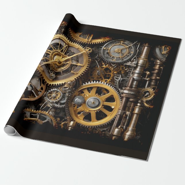 Papier Cadeau Moteur à vapeur et moteur à levier (Déroulé)