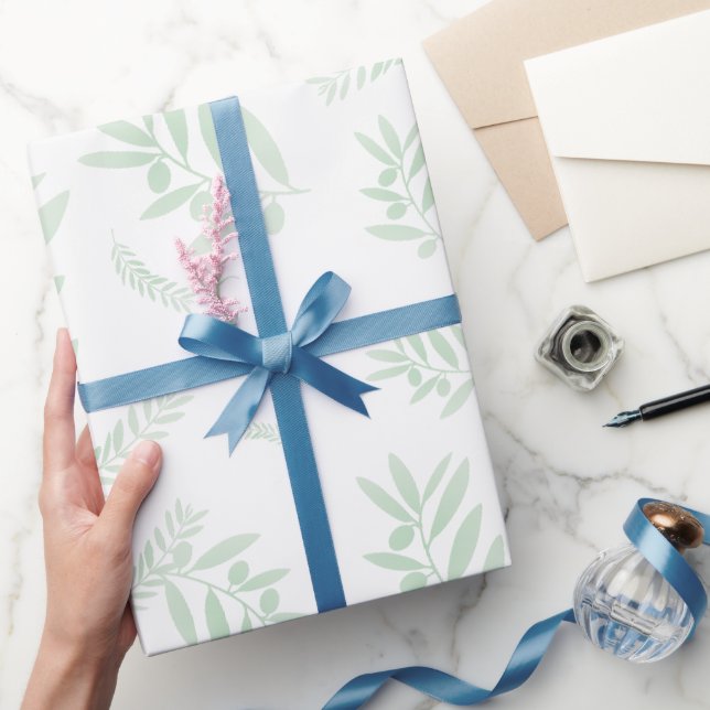 Papier Cadeau Motif à branche d'olivier naturel (Cadeaux)