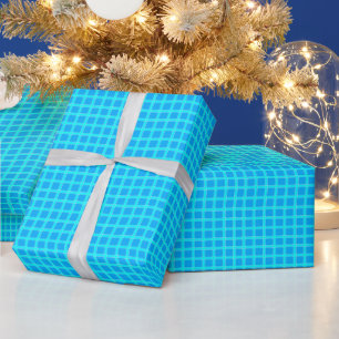 Papier Cadeau Motif à carreaux bleu néon