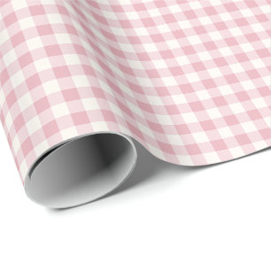 Papier Cadeau Motif à carreaux Gingham rose et crème