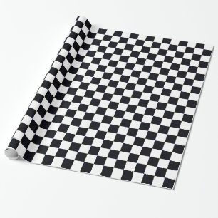 Papier Cadeau Motif à carreaux grand noir et blanc
