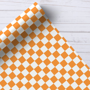Papier Cadeau Motif à carreaux orange et blanc