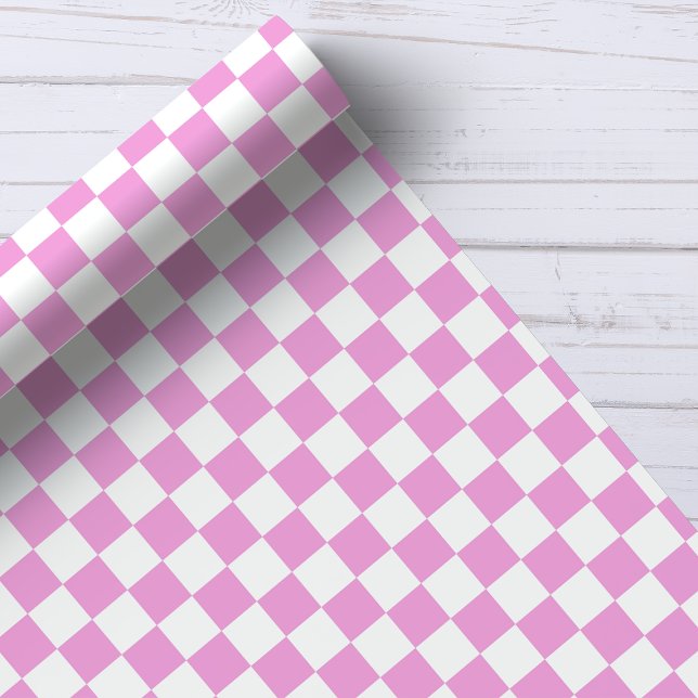 Papier Cadeau Motif à carreaux rose et blanc (Créateur téléchargé)
