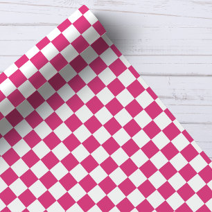 Papier Cadeau Motif à carreaux rose framboise et blanc
