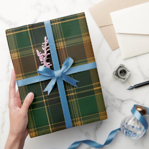 Papier Cadeau Motif à carreaux tartan vert marine écossais vinta