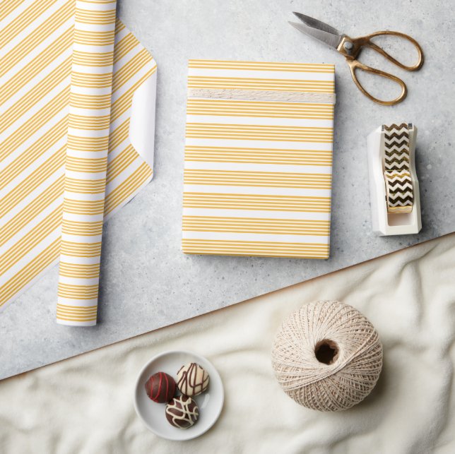 Papier Cadeau Motif à cinq bandes jaune et blanc ensoleillé (Artisanat)