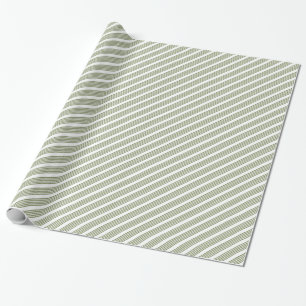 Papier Cadeau Motif à cinq bandes vert et blanc olive