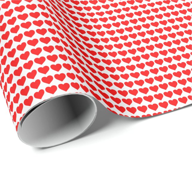 Papier Cadeau Motif à coeur rouge mignon valentine (Coin rond)
