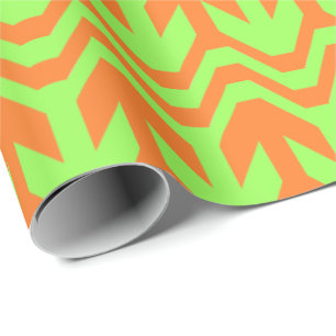 Papier Cadeau Motif à double flèche orange et vert
