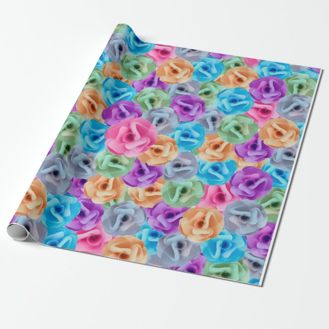 Papier Cadeau motif à fleurs coloré (Déroulé)
