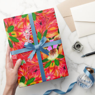 Papier Cadeau Motif à fleurs Dahlia