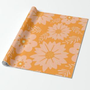 Papier Cadeau Motif à fleurs orange Fuzz Vintage rétro