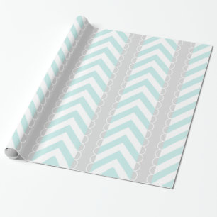 Papier Cadeau Motif à la menthe bleu, gris, blanc