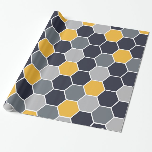 Papier Cadeau Motif à la mode d'hexagone (Déroulé)