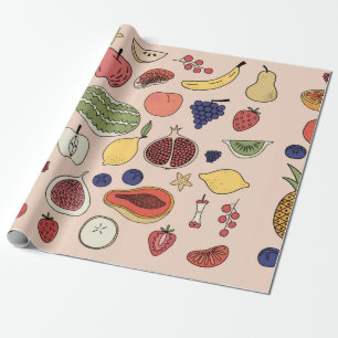 Papier Cadeau Motif à main de fruits