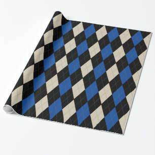 Papier Cadeau Motif à motifs de losanges crème de la marine   