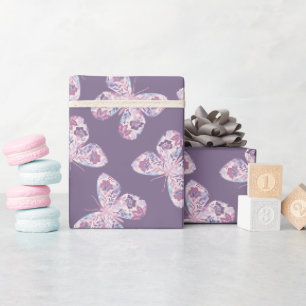 Papier Cadeau Motif à papillon rose violet