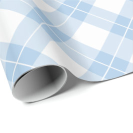 Papier Cadeau Motif à plaid diagonale bleu clair et blanc