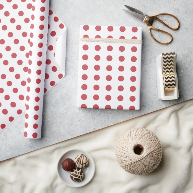Papier Cadeau Motif à pointillés pois rouge et blanc (Artisanat)