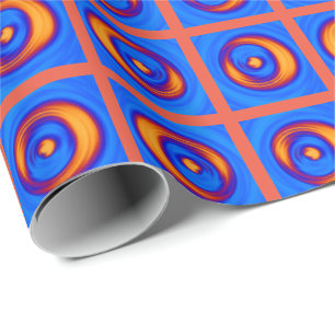Papier Cadeau Motif à points orange et bleu funky joyeux