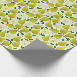 Papier Cadeau Motif à poires vertes