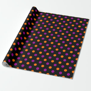 Papier Cadeau Motif à pois orange violet noir