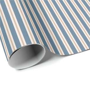 Papier Cadeau Motif à rayures bleu poussiéreux et crème