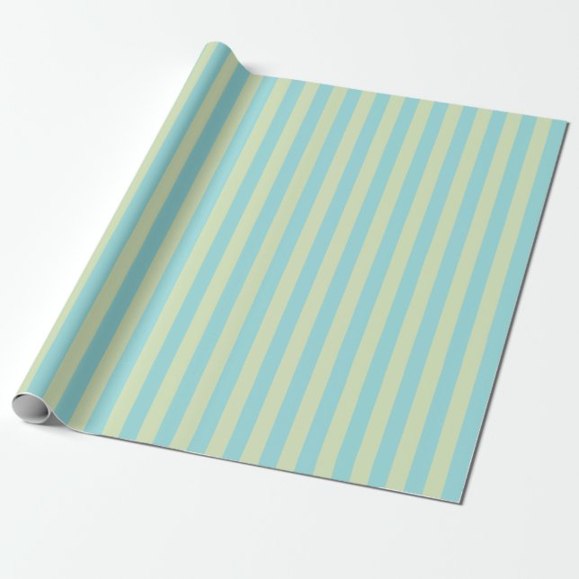 Papier Cadeau Motif à rayures pastel doux - Crème de citron vert (Déroulé)