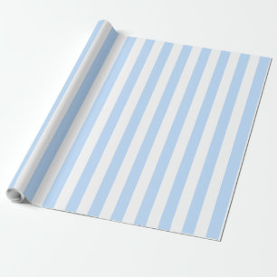 Papier Cadeau Motif à rayures verticales en bleu bébé et blanc