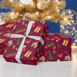 Papier Cadeau Motif à thème de Noël rouge mignon