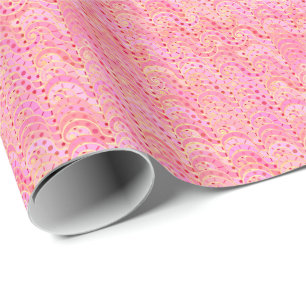 Papier Cadeau motif à vague Abstrait - nuances de rose doux