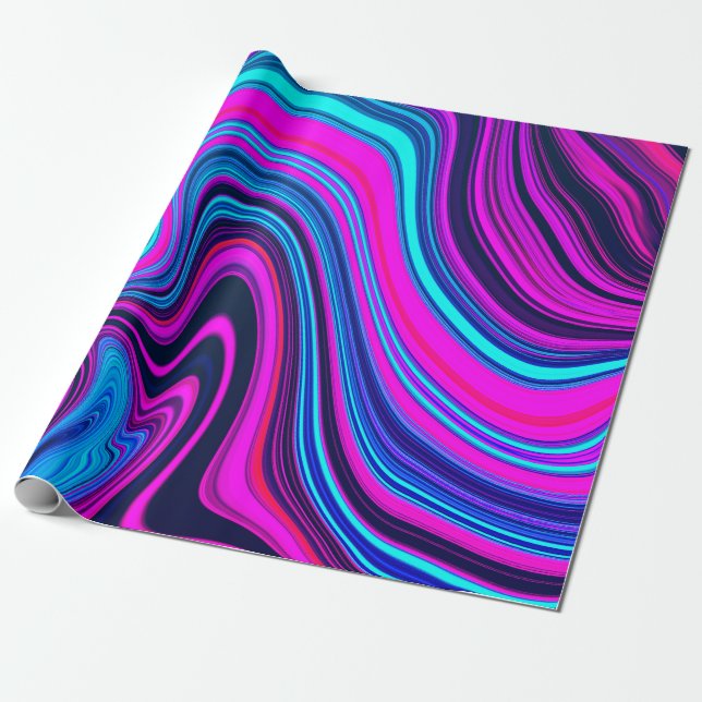 Papier Cadeau Motif Abstrait à la mode brillant néon violet rose (Déroulé)