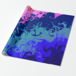 Papier Cadeau Motif Abstrait bleu vert orange rose