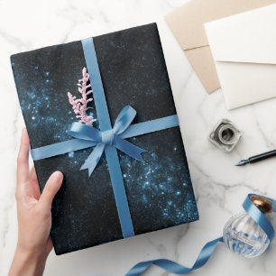 Papier Cadeau Motif Abstrait Cosmique de Poussière d'Étoile Bleu