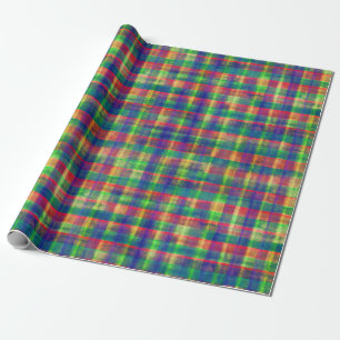 Papier Cadeau Motif Abstrait couleur aquarelle plaid