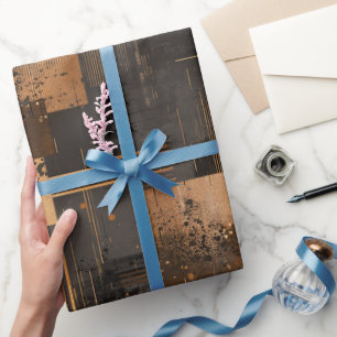 Papier Cadeau Motif abstrait de cuivre bronze moderne brillant