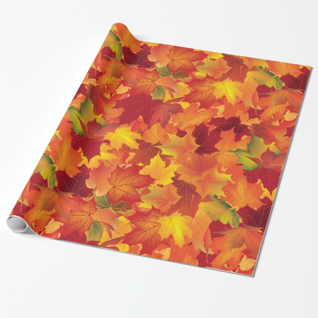 Papier Cadeau Motif abstrait de feuille d'automne (Déroulé)