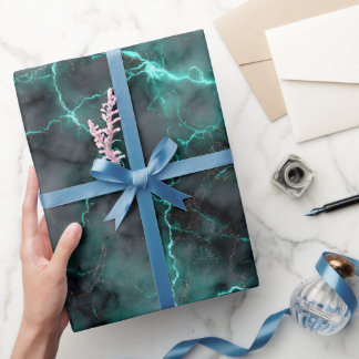 Papier Cadeau Motif Abstrait de Marbre Vert Emeraude Luxueux Bri