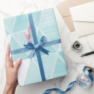 Papier Cadeau Motif Abstrait de Triangle Géométrique Cyan Menthe