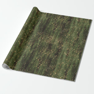 Papier Cadeau Motif Abstrait d'étincelles vert et or