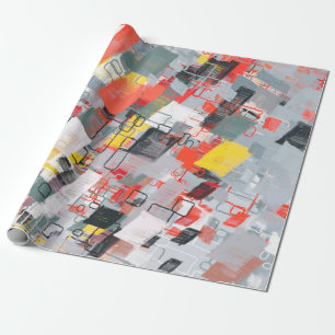 Papier Cadeau Motif abstrait fait main. Art moderne
