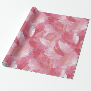 Papier Cadeau Motif Abstrait Pailleté Coup de Pinceau Rose