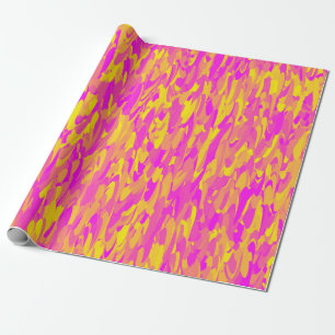 Papier Cadeau Motif Abstrait Rose Jaune Orange